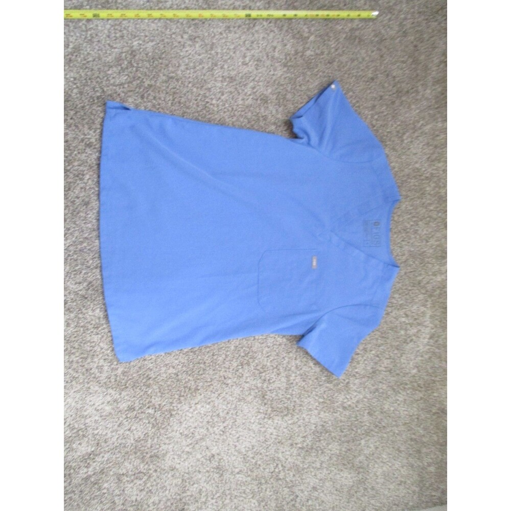 FIGS Technical Collection Scrub Top S Blue Solid Polyester Blend
